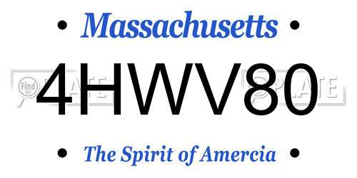 4HWV80 Massachusetts License Plate