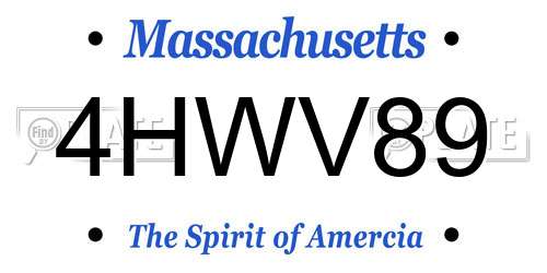 4HWV89 Massachusetts License Plate