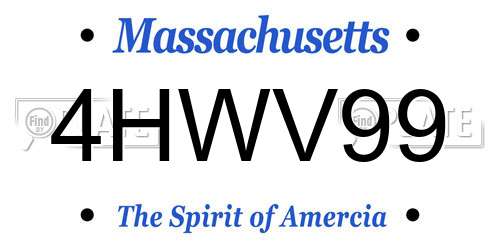 4HWV99 Massachusetts License Plate