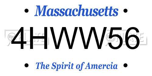 4HWW56 Massachusetts License Plate