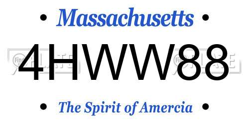 4HWW88 Massachusetts License Plate