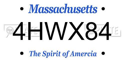 4HWX84 Massachusetts License Plate