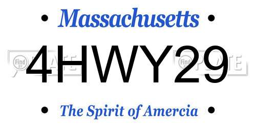 4HWY29 Massachusetts License Plate