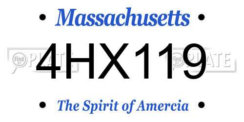4HX119 Massachusetts License Plate