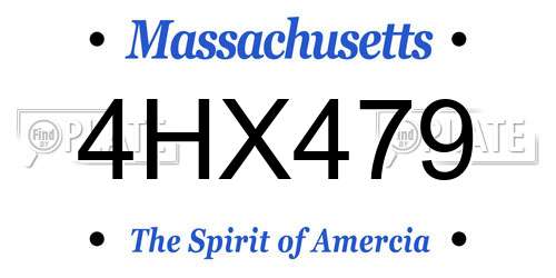 4HX479 Massachusetts License Plate