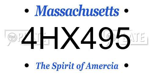 4HX495 Massachusetts License Plate
