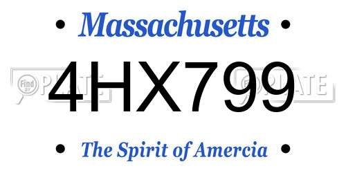 4HX799 Massachusetts License Plate