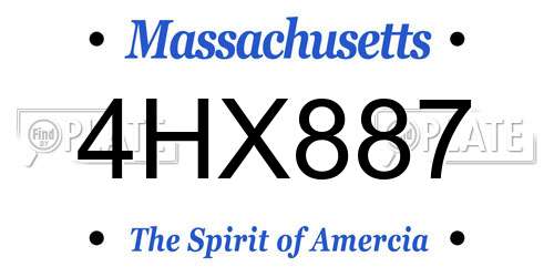 4HX887 Massachusetts License Plate