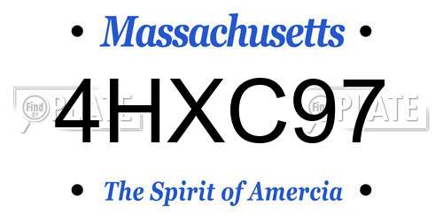 4HXC97 Massachusetts License Plate
