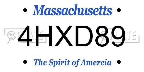 4HXD89 Massachusetts License Plate
