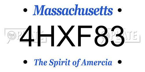 4HXF83 Massachusetts License Plate