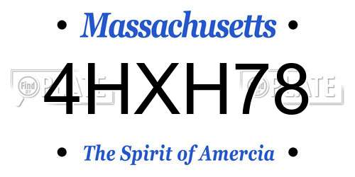 4HXH78 Massachusetts License Plate