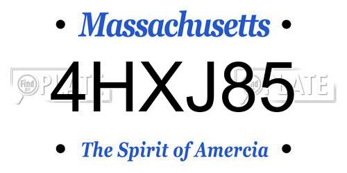 4HXJ85 Massachusetts License Plate