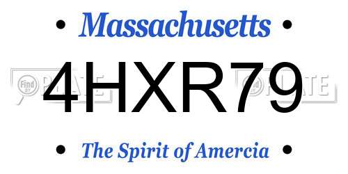 4HXR79 Massachusetts License Plate