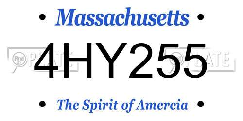 4HY255 Massachusetts License Plate