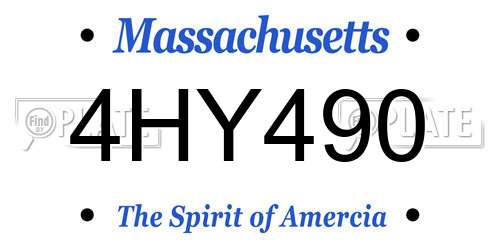 4HY490 Massachusetts License Plate