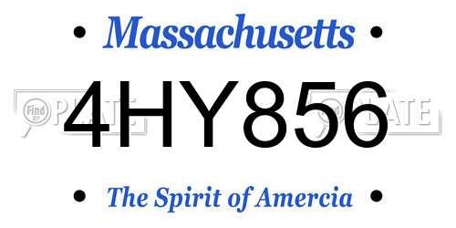 4HY856 Massachusetts License Plate