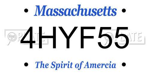 4HYF55 Massachusetts License Plate