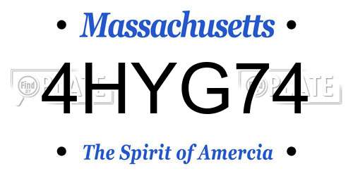 4HYG74 Massachusetts License Plate