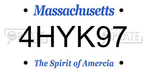 4HYK97 Massachusetts License Plate