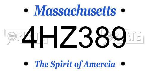 4HZ389 Massachusetts License Plate