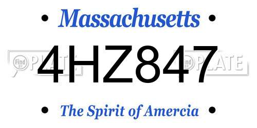 4HZ847 Massachusetts License Plate
