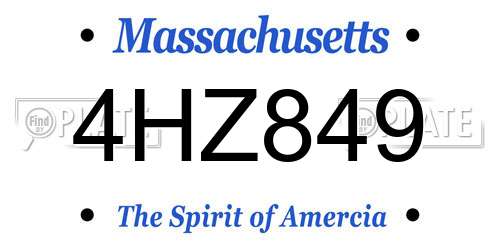 4HZ849 Massachusetts License Plate
