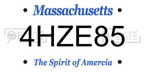 4HZE85 Massachusetts License Plate