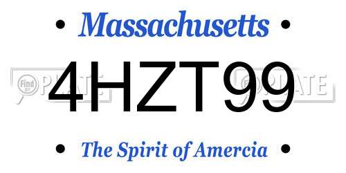4HZT99 Massachusetts License Plate