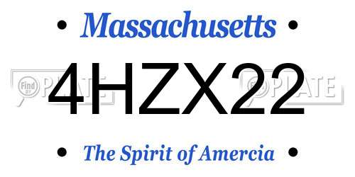4HZX22 Massachusetts License Plate