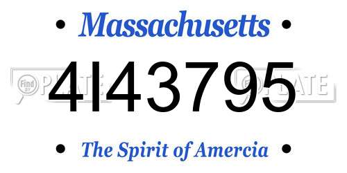 4I43795 Massachusetts License Plate