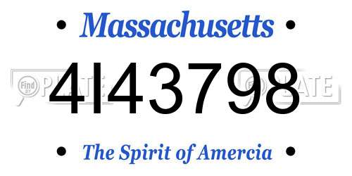 4I43798 Massachusetts License Plate