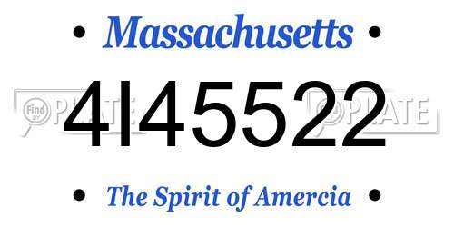 4I45522 Massachusetts License Plate