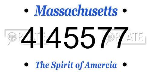 4I45577 Massachusetts License Plate