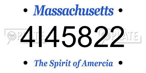 4I45822 Massachusetts License Plate