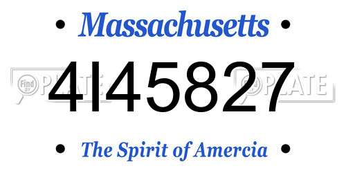 4I45827 Massachusetts License Plate