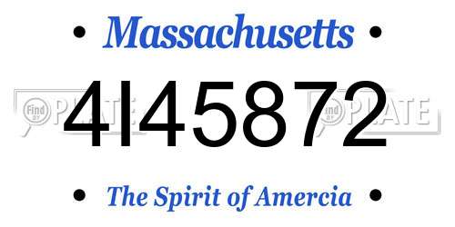 4I45872 Massachusetts License Plate