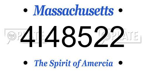 4I48522 Massachusetts License Plate