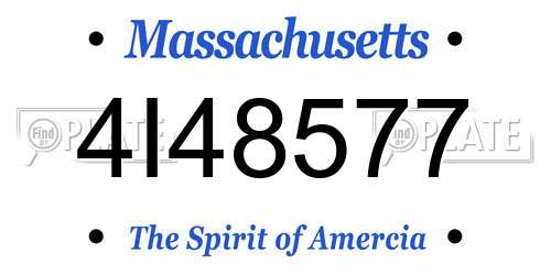 4I48577 Massachusetts License Plate