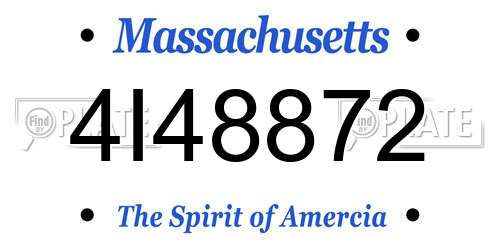 4I48872 Massachusetts License Plate