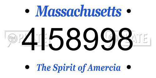 4I58998 Massachusetts License Plate