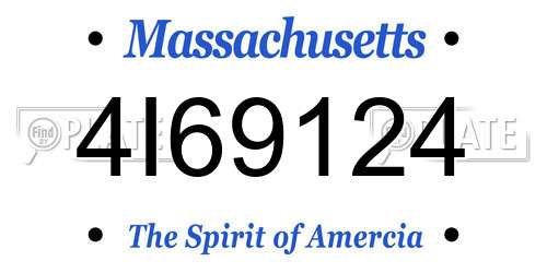 4I69124 Massachusetts License Plate