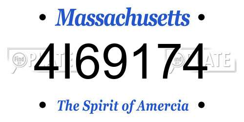 4I69174 Massachusetts License Plate