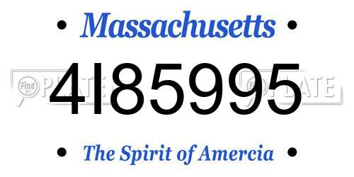 4I85995 Massachusetts License Plate