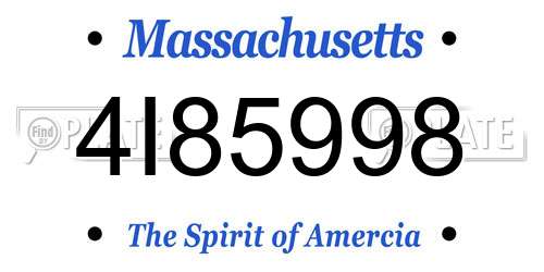 4I85998 Massachusetts License Plate