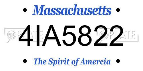 4IA5822 Massachusetts License Plate