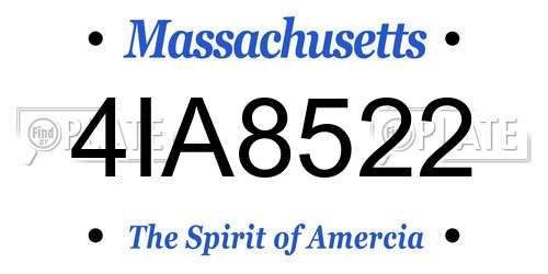 4IA8522 Massachusetts License Plate