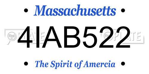 4IAB522 Massachusetts License Plate