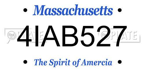 4IAB527 Massachusetts License Plate