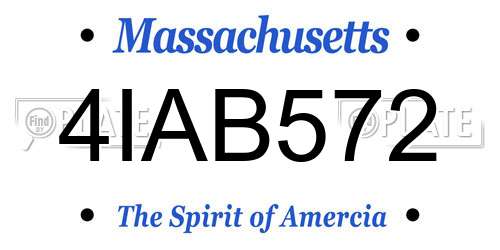 4IAB572 Massachusetts License Plate